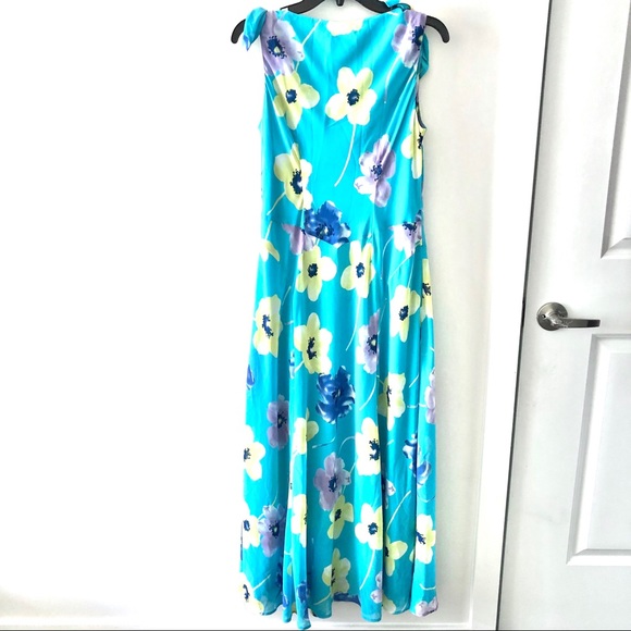Country Casuals Turquoise Blue Floral Flowing Maxi - Picture 4 of 5